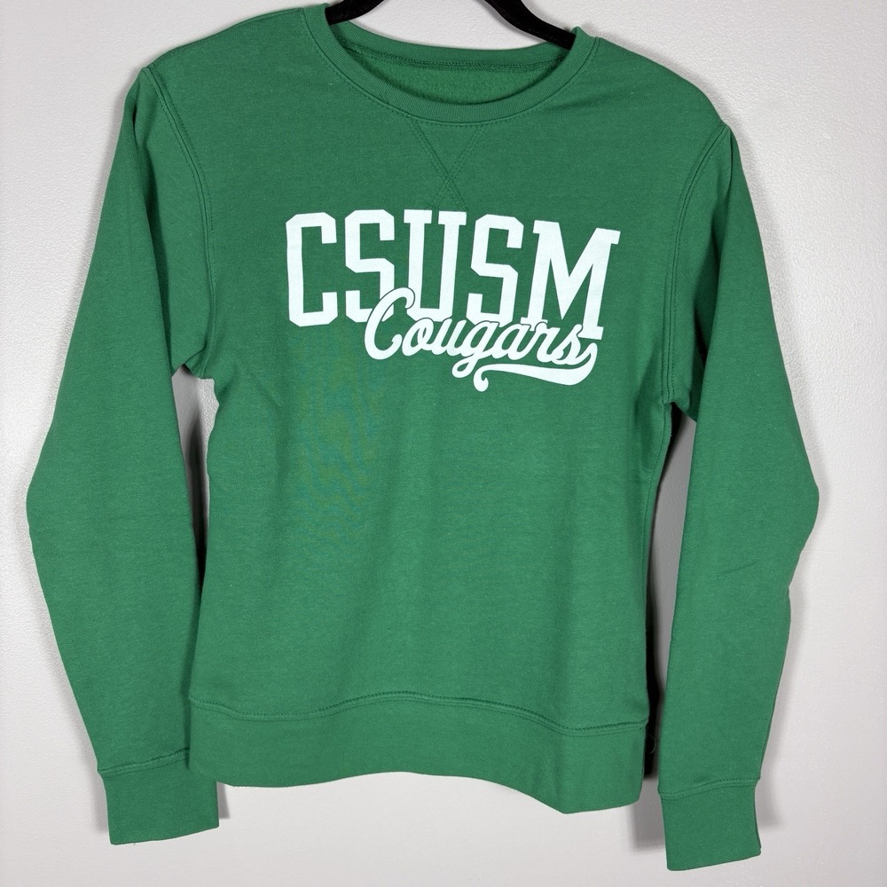 CSUSM Cougars Women's Small Green Crew Neck Long Sleeve Pullover Sweatshirt